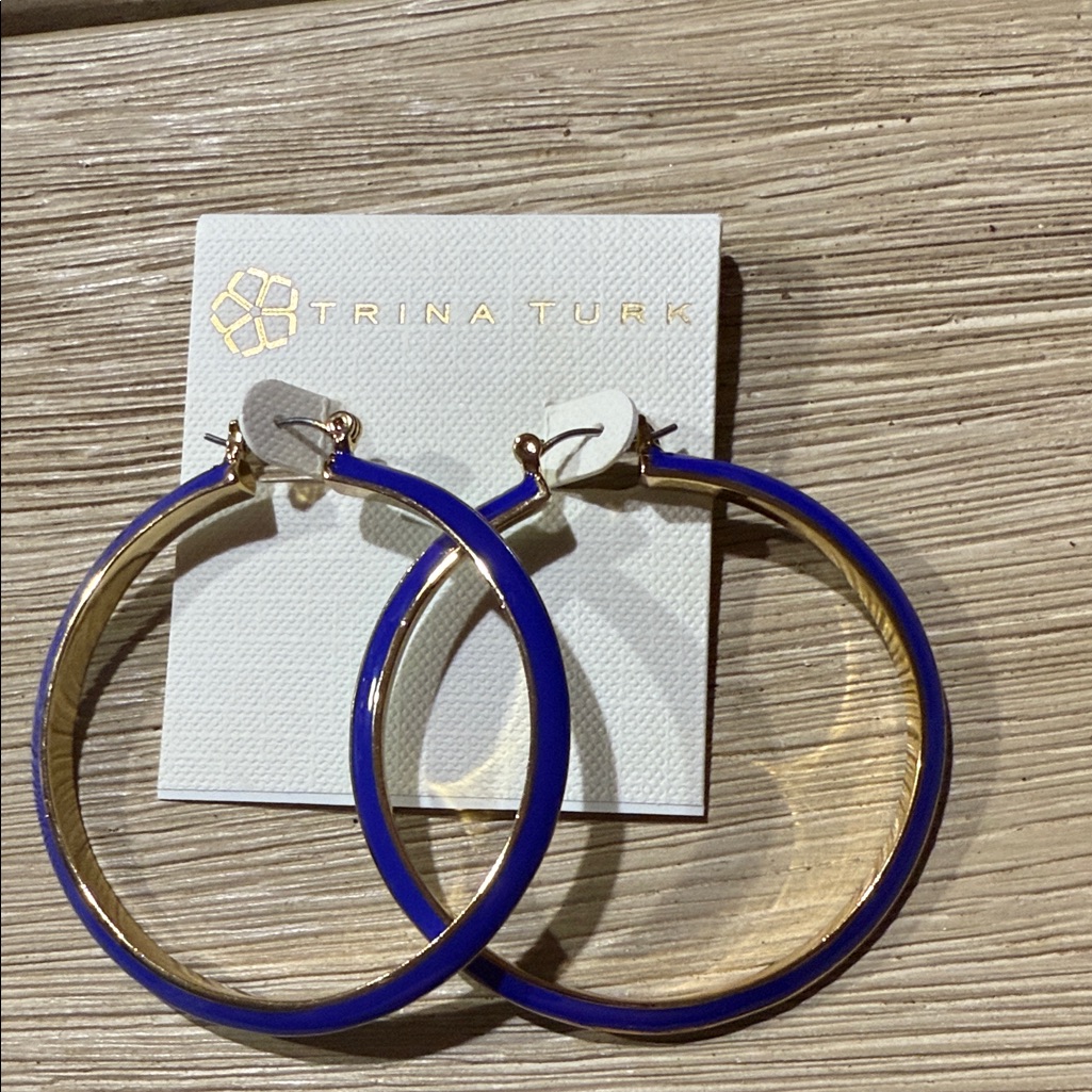 Trina Turk Royal Blue Hoop Earrings 29$